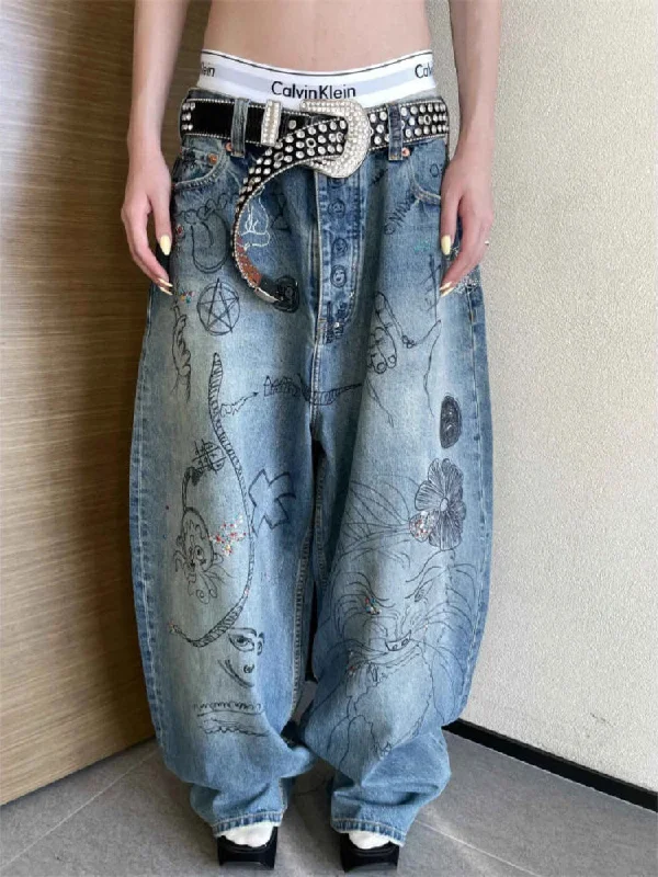 Wide Leg Pants Baggy Jeans For Women Y2k Hip Hop Pants