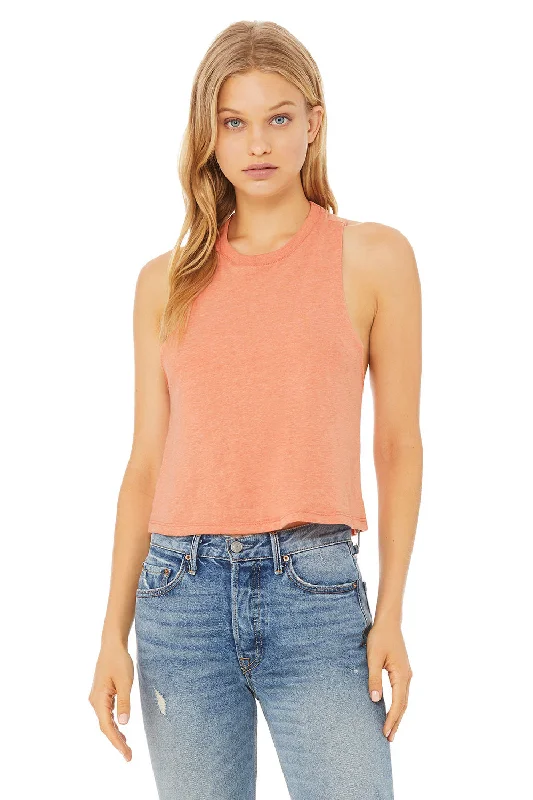 Bella + Canvas Womens Cropped Tank Top - Heather Sunset Orange