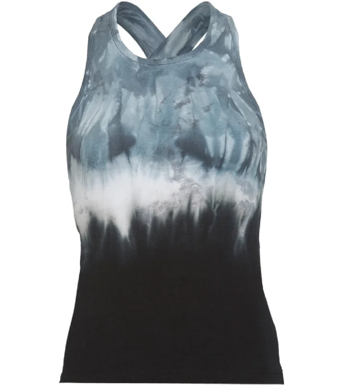 Hard Tail Printed Open Back Support Tank Top Navy/White Rainbow Horizon