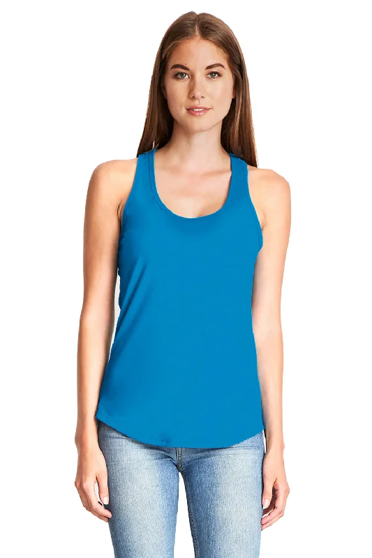 Next Level Womens Gathered Tank Top - Turquoise Blue - Closeout