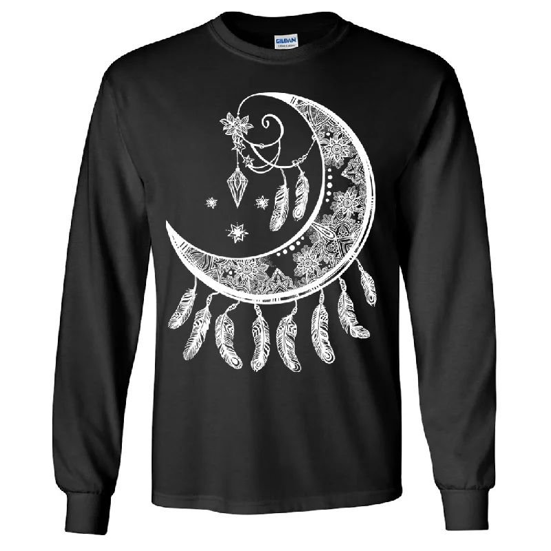 Crescent Moon Dreamcatcher White Long Sleeve Shirt