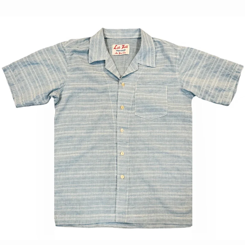 Pale blue Japanese cotton/linen Jacquard Camp Shirt