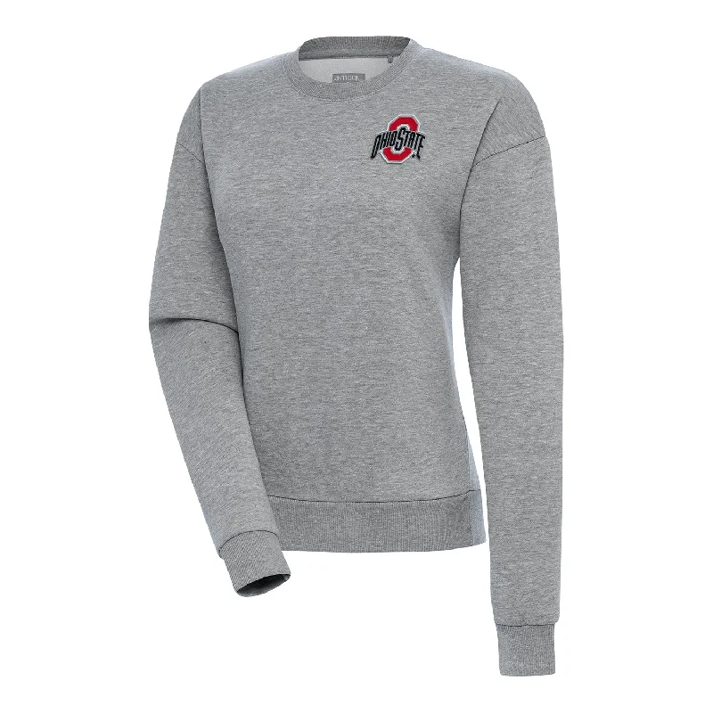 Ladies Ohio State Buckeyes Victory Gray Crewneck Sweatshirt