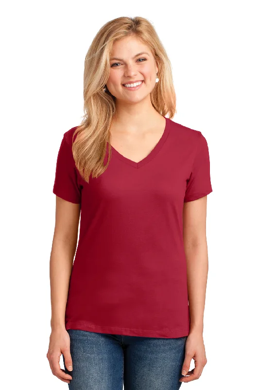 Port & Company Womens Core Short Sleeve V-Neck T-Shirt - Red