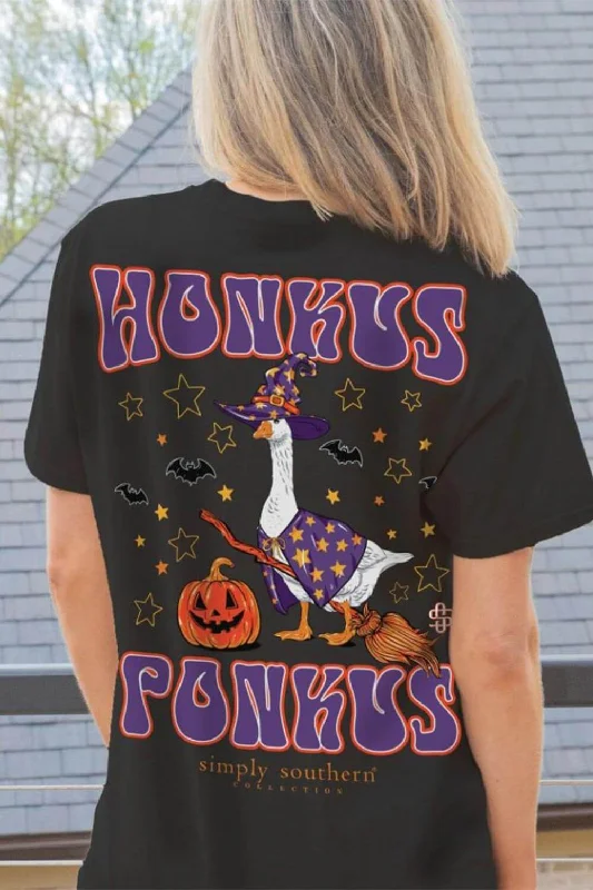 Simply Southern Honkus Ponkus Halloween Goose T-Shirt for Women in Black | SS-GOOSEWITCH-BLACK