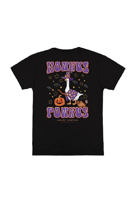 Simply Southern Plus Size Honkus Ponkus Halloween Goose T-Shirt for Women in Black | EXT-SS-GOOSEWITCH-BLACK