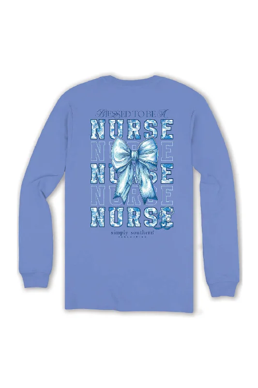 Simply Southern Plus Size Long Sleeve Blessed Nurse T-Shirt for Women in Vista | EXT-LS-NURSE-VISTA