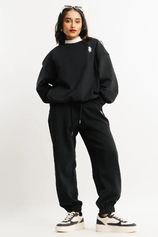 Black Two Piece Sweatshirt And Jogger Set